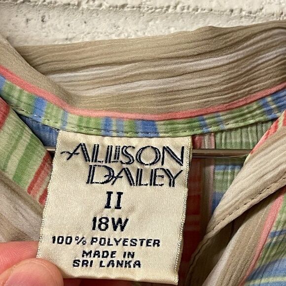 Allison Daley Striped Short Sleeve Button Down Blouse Plus Size Curvy 18W - Picture 5 of 10